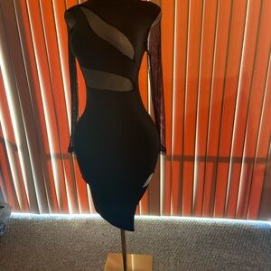 Sexy Black Mesh Panel Dress